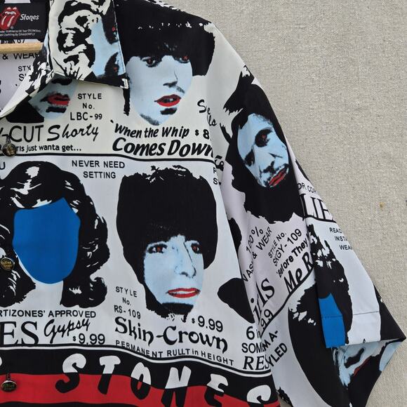 Vtg Rolling Stones Some Girls Button Up Shirt XL Album Cover AOP Official 2002 - Picture 8 of 13